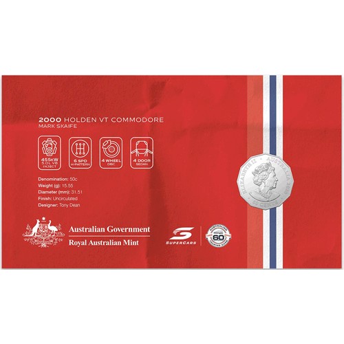 2021 50c Supercars Holden VT Commodore Coin & Stamp Cover PNC