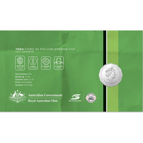 2021 50c Supercars Ford XE Falcon Coin & Stamp Cover PNC