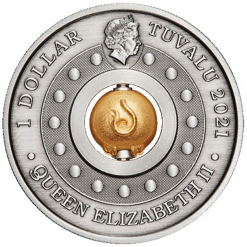 2021 $1 Year of the Ox Rotating Charm 1oz Silver Antiqued Coin