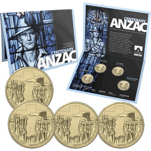 2015 $1 ANZAC Centenary 4 Coin Set CBSM