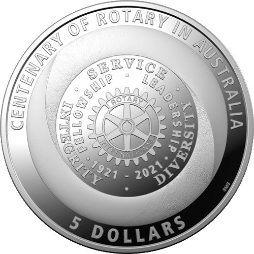 2021 $5 Centenary of Rotary Australia 1oz Silver Proof Coin