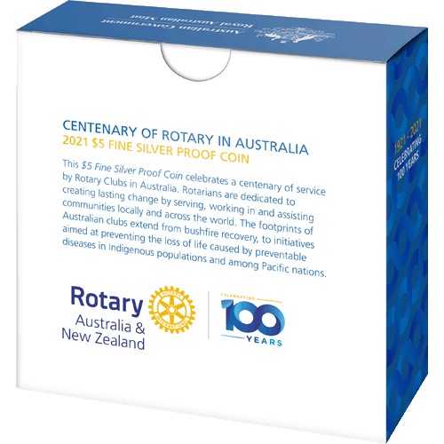 2021 $5 Centenary of Rotary Australia 1oz Silver Proof Coin