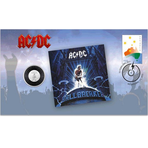 2021 20c AC/DC Ballbreaker Coin & Stamp Cover PNC