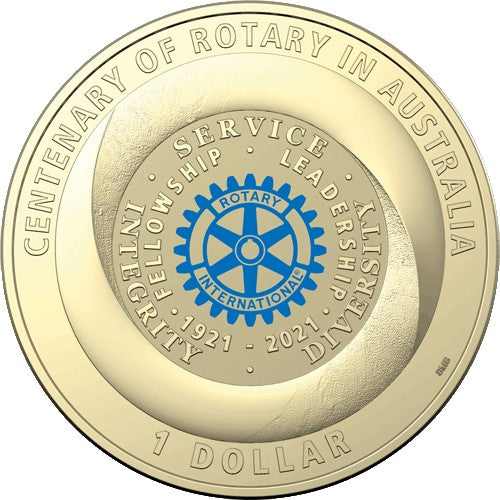 2021 $1 Centenary of Rotary Australia Al/Br Coloured Uncirculated Coin