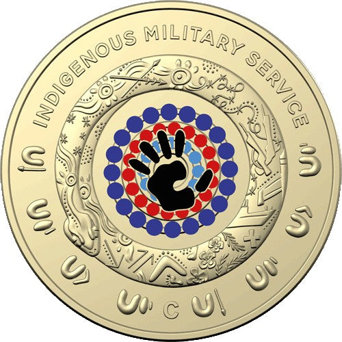 2021 $2 Indigenous Service  Al/Br C Mintmark Coloured Coin in RAM Card