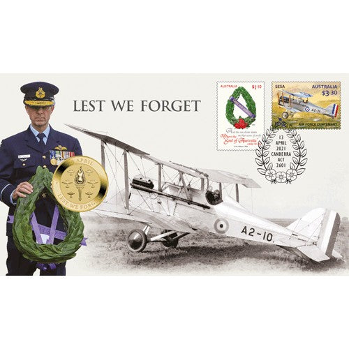 2021 $1 Lest We Forget ANZAC Day Coin & Stamp Cover PNC