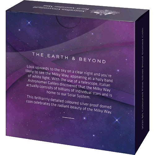 2021 $5 The Earth and Beyond - The Milky Way Coloured Fine Silver Proof Domed Coin