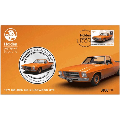 2021 Holden Australian Icon 1971 Holden HQ Kingswood Ute Medallion & Stamp Cover PNC