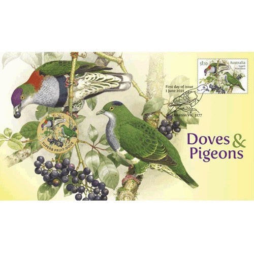 2021 $1 Doves & Pigeons Coin & Stamp Cover PNC