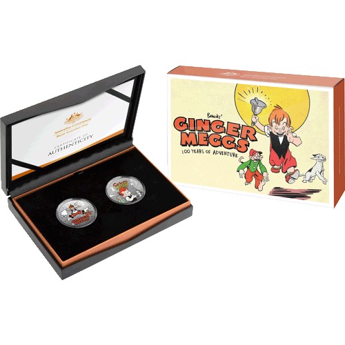 2021 $1 Centenary of Ginger Meggs Coloured 1/2oz Silver Frunc 2 Coin Set