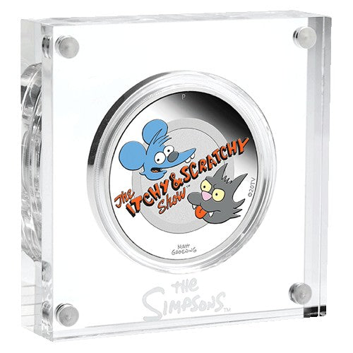 2021 $1 The Simpsons - Itchy & Scratchy 1oz Silver Proof Coloured Coin