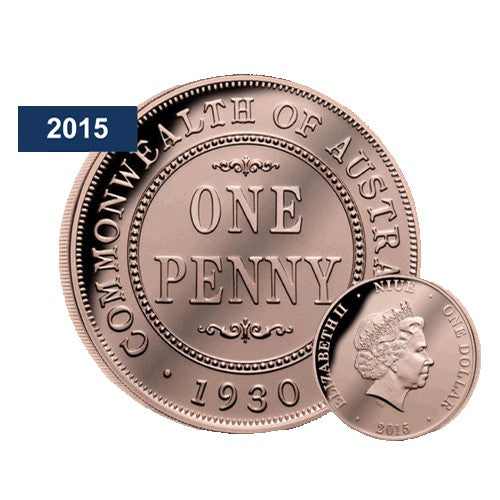 2015 $1 Niue 1930 Penny Tribute Proof Coin in Card