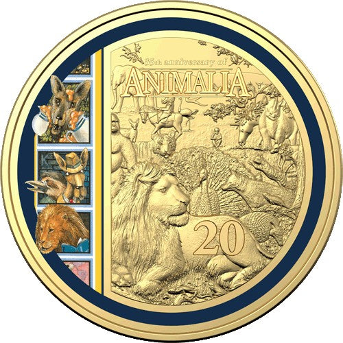 2021 20c 35th Anniversary of Animalia Cu/Ni Gold Plated Uncirculated Coin - Special Edition Book