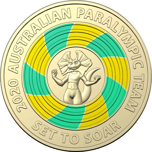 2020 $2 Tokyo Paralympics Coloured Uncirculated Coin in Folder