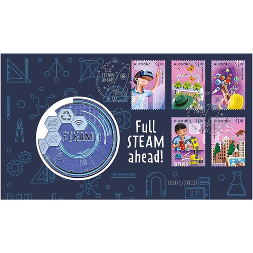 2021 Full Steam Ahead Glow in the Dark Medallion & Stamp Cover PNC