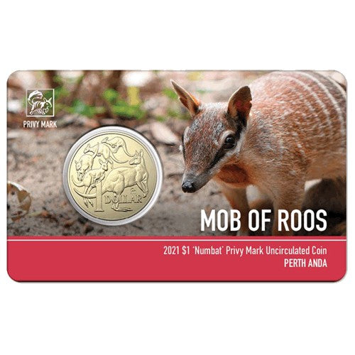 2021 $1 ANDA Perth Money Expo Mob of Roos Numbat Privymark Unc Coin