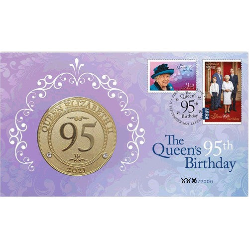 2021 $1 Queen Elizabeth II 95th Birthday Coin & Stamp Cover PNC