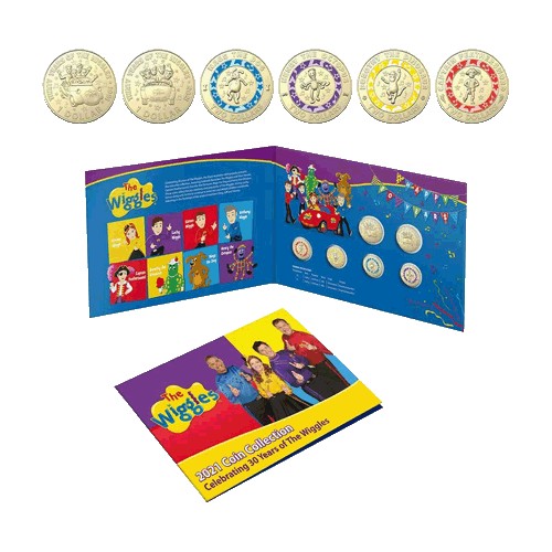 2021 $1 & $2 30 Years of the Wiggles Coloured Al/Br Uncirculated 6 Coin Set