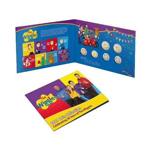 2021 $1 & $2 30 Years of the Wiggles Coloured Al/Br Uncirculated 6 Coin Set