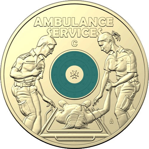 2021 $2 Australian Ambulance Services Al/Br C Mintmark Coloured Uncirculating Coin in RAM Card