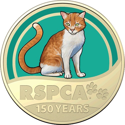 2021 $1 150th Anniversary of the RSPCA Australia Al/Br Coloured Uncirculated Cat Coin