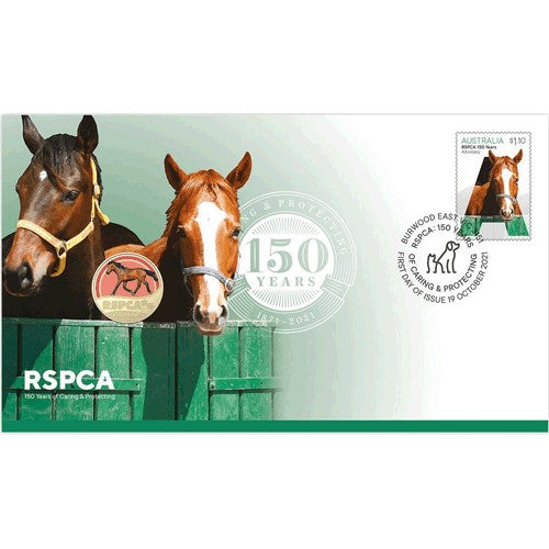 2021 $1 RSPCA  150 Years of Caring & Protecting Horse Coin & Stamp Cover