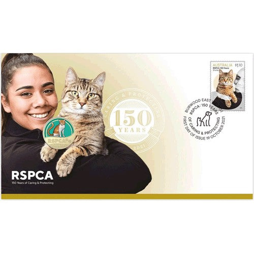 2021 $1 RSPCA  150 Years of Caring & Protecting Cat Coin & Stamp Cover