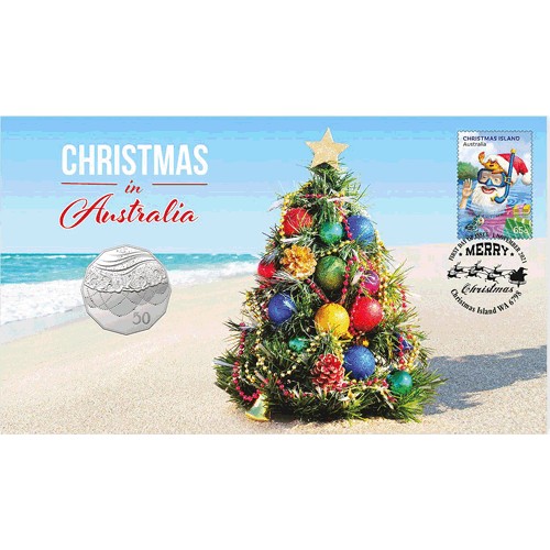 2021 50c Christmas in Australia Coin & Stamp Cover PNC