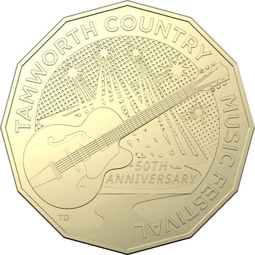 2022 50c 50th Anniversary of the Tamworth Country Music Festival Al/Br Uncirculated Coin in Card