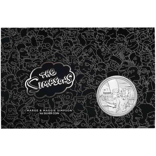 2021 $1 Marge & Maggie Simpson 1oz Silver Coin in Card