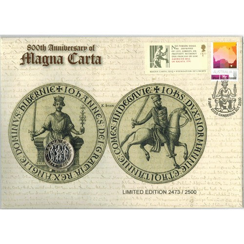 2015 L2 Magna Carta Australia / UK Joint Issue Coin & Stamp Cover PNC