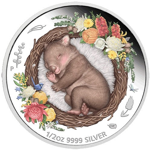 2021 50c Dreaming Down Under - Wombat 1/2oz Silver Proof Coloured Coin