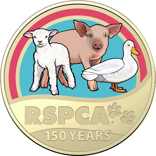 2021 $1 150th Anniversary of the RSPCA Australia Al/Br Coloured Uncirculated Farm Animals Coin