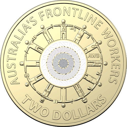 2022 $2 Frontline Workers Al/Br Coloured Uncirculating Coin in 2x2