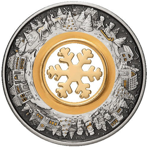 2021 $2 Christmas Wonderland 2oz Silver Antiqued Coloured Coin