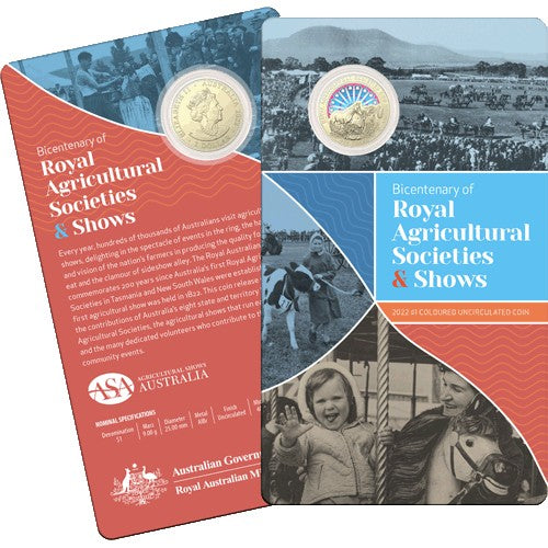 2022 $1 Bicentenary of the Royal Agricultural Society Al/Br Coloured Uncirculated  Coin