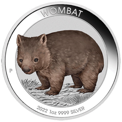 2022 $1 Australian Wombat 1oz Silver Coloured Coin in Card