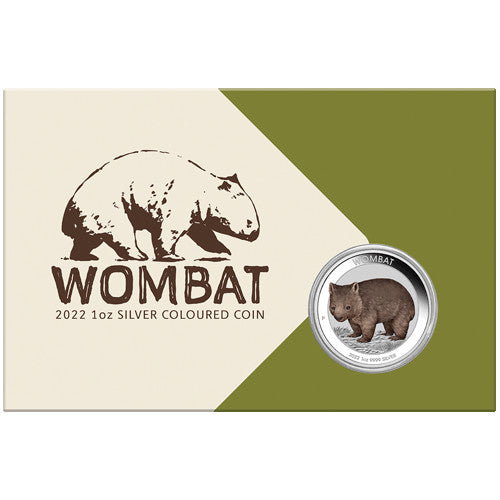 2022 $1 Australian Wombat 1oz Silver Coloured Coin in Card