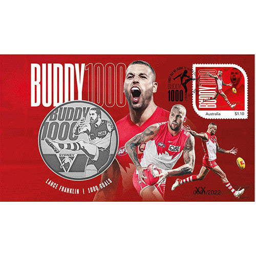 2022 Lance Franklin Buddy 1000 Goals Medallion & Stamp Cover PNC