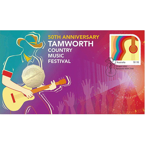 2022 50c 50th Anniversary of the Tamworth Country Music Festival Coin & Stamp Cover PNC