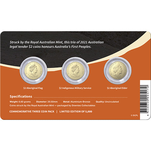 2021 $2 First Nations Trio Set Al/Br Uncirculated Coin Pack