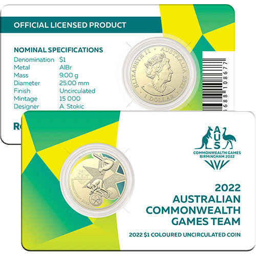 2022 $1 Commonwealth Games Coloured Uncirculated Coin in Card