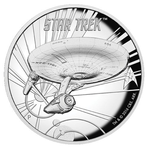 2016 $1 Star Trek USS Enterprise NCC-1701 1oz High Relief Silver Coin