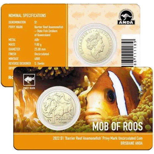 2022 $1 ANDA Brisbane Money Expo Mob of Roos Anemone Privymark Unc Coin