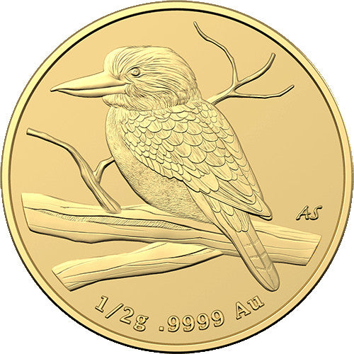 2022 $5 Mini Money Kookaburra 1/2gm Gold Frosted Uncirculated Coin in Presentation Capsule