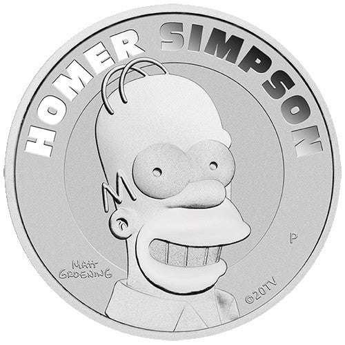 2022 $1 Homer Simpson 1oz Silver Coin in Card