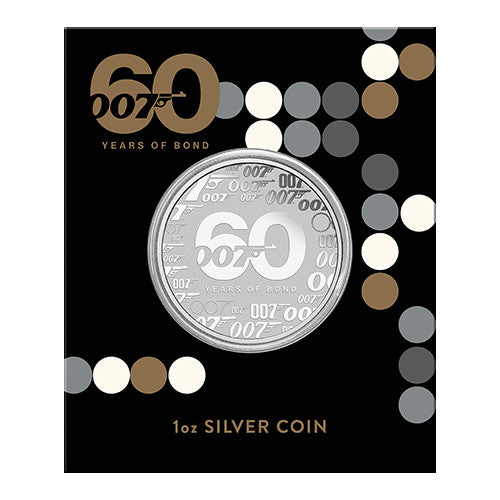 2022 $1 60 Years of Bond 1oz Silver Coin in Card