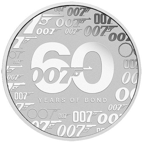 2022 $1 60 Years of Bond 1oz Silver Coin in Card