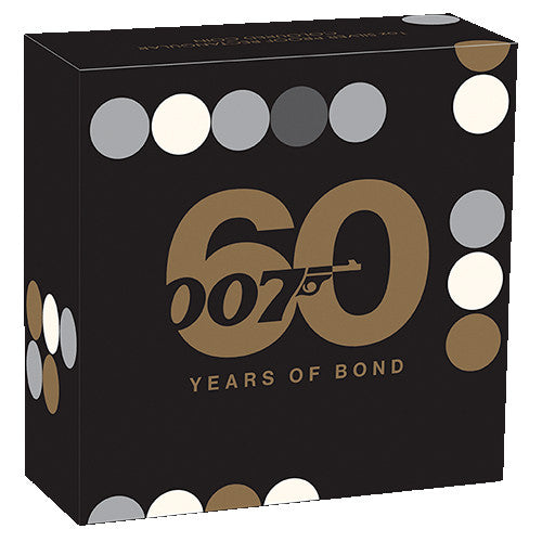 2022 $1 60 Years of Bond 1oz Silver Proof Coloured Rectangular Coin