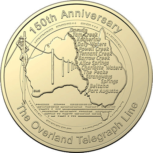 2022 $1 150th Anniversary of Australian Overland Telegraph Line Al/Br Uncirculated Coin in Card